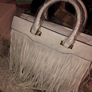 Suede fringe handbag